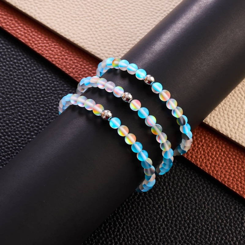 Blaue Limonade | Silber | Meerjungfrau Glasperlenarmband