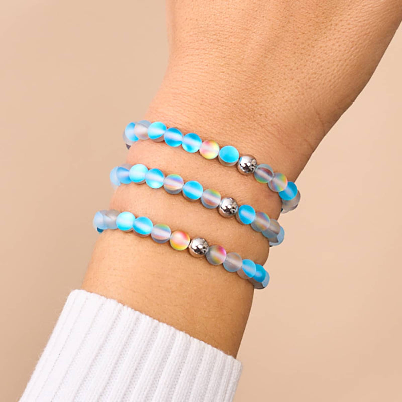 Blaue Limonade | Silber | Meerjungfrau Glasperlenarmband