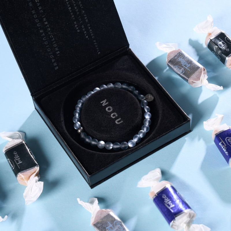 Karbonit | Silber | Meerjungfrau Glasperlenarmband