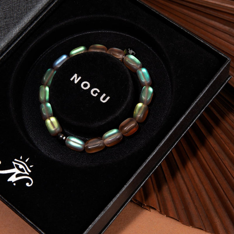 Schokolade | 925 Sterling Silber Rotguss | Meerjungfrau Glaskiesel Armband