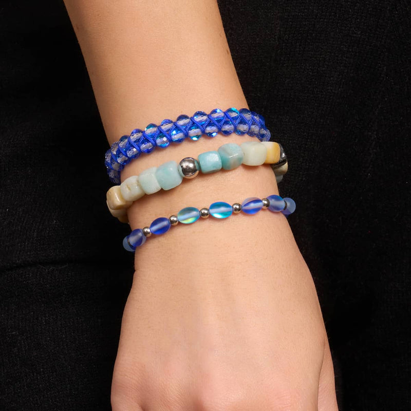 Elektrischer Saphir | Meerjungfrau Glas Ozean Ei Armband