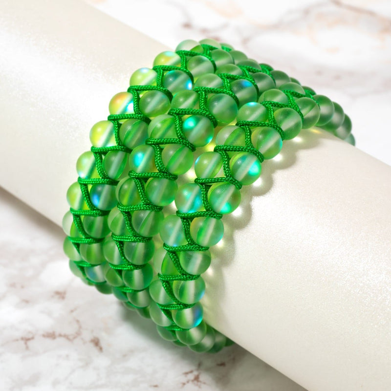 Smaragd | Silber | Doppeltes Meerjungfrau-Glasarmband