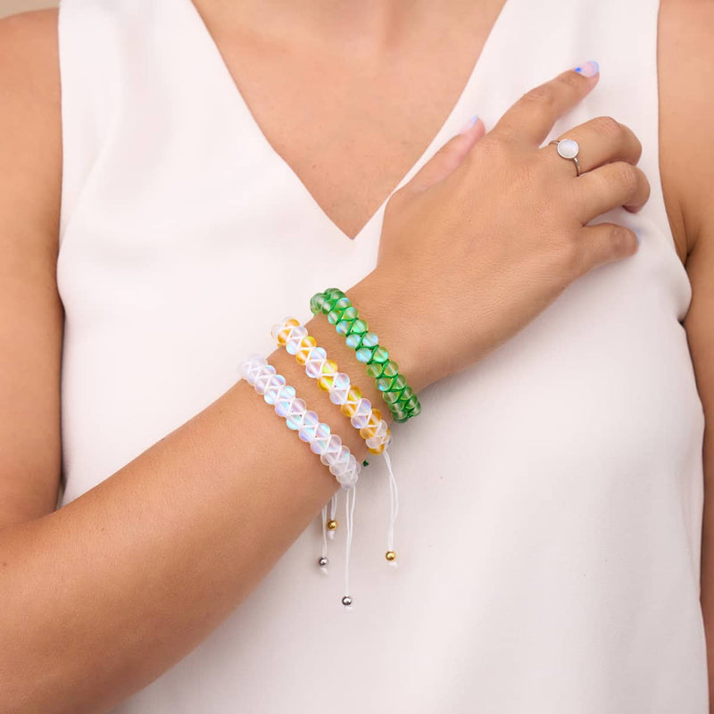 Smaragd | Silber | Doppeltes Meerjungfrau-Glasarmband