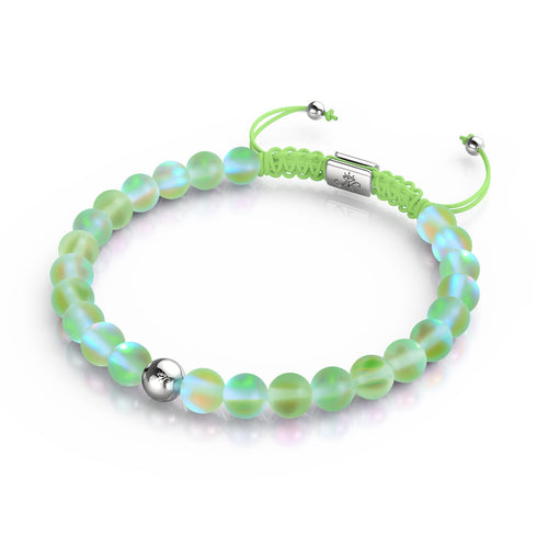 Smaragd | Silber | Meerjungfrau Glas Makramee Perlen Armband