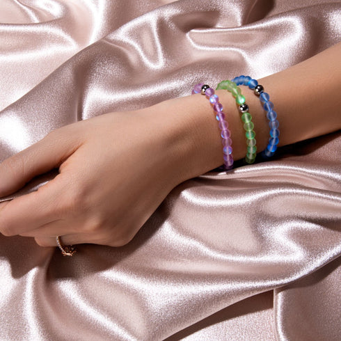 Smaragd | Silber | Meerjungfrau Glas Makramee Perlen Armband