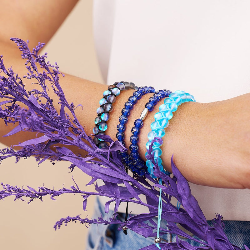 Grau | Silber | Doppeltes Meerjungfrau-Glasarmband