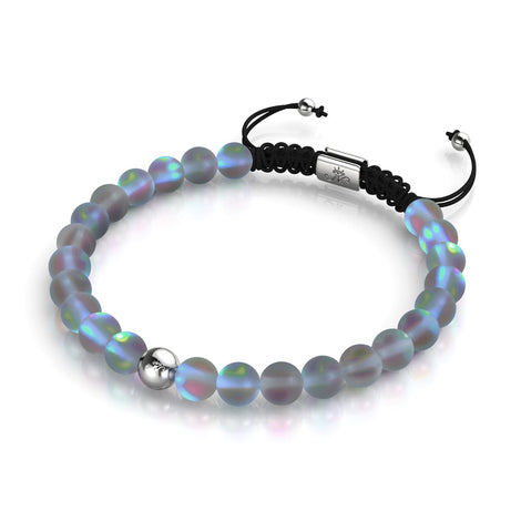 Grau | Silber | Meerjungfrau Glas Makramee Perlen Armband