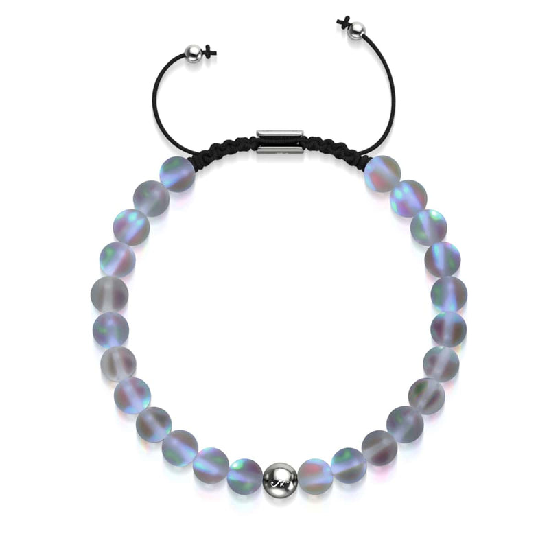 Grau | Silber | Meerjungfrau Glas Makramee Perlen Armband