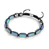 Grau | Silber | Meerjungfrau Glaskiesel Makramee Armband