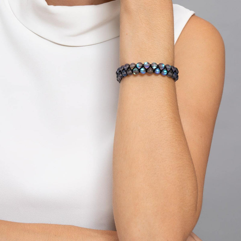 Grau | Einhorn Silber | Doppeltes Meerjungfrau Glasarmband