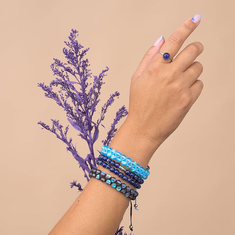 Grau | Einhorn Silber | Doppeltes Meerjungfrau Glasarmband