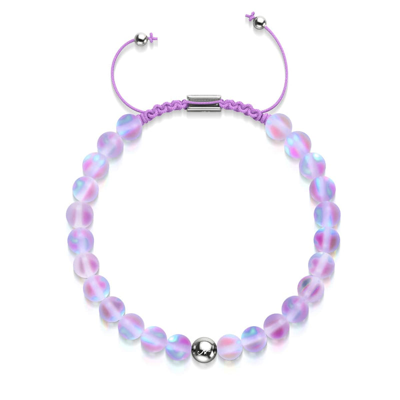 Lavendel | Silber | Meerjungfrau Glas Makramee Perlen Armband
