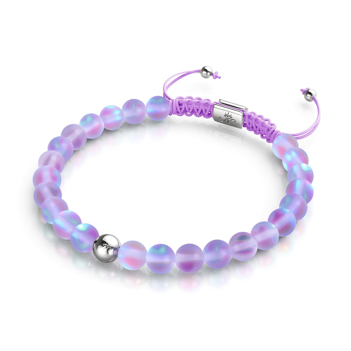 Lavendel | Silber | Meerjungfrau Glas Makramee Perlen Armband