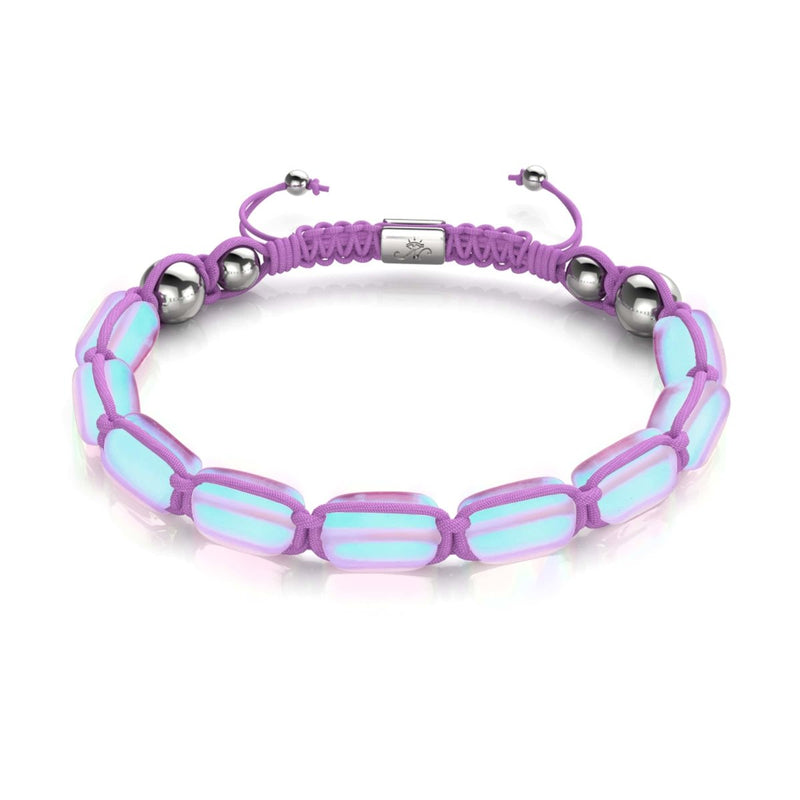 Lavendel | Silber | Meerjungfrau Glaskiesel Makramee Armband