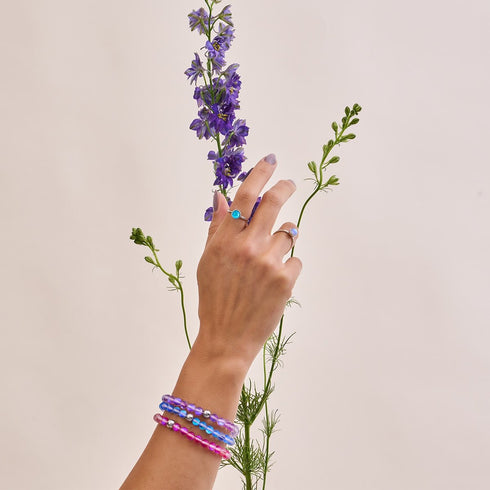 Magenta | 925 Sterling Silber | Meerjungfrau Glasperlenarmband