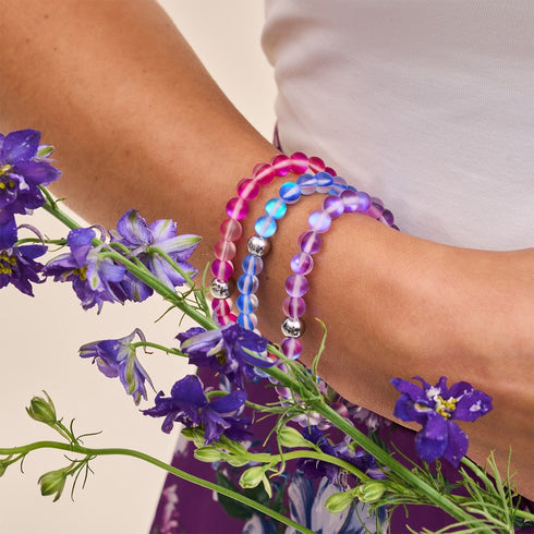 Magenta | 925 Sterling Silber | Meerjungfrau Glasperlenarmband