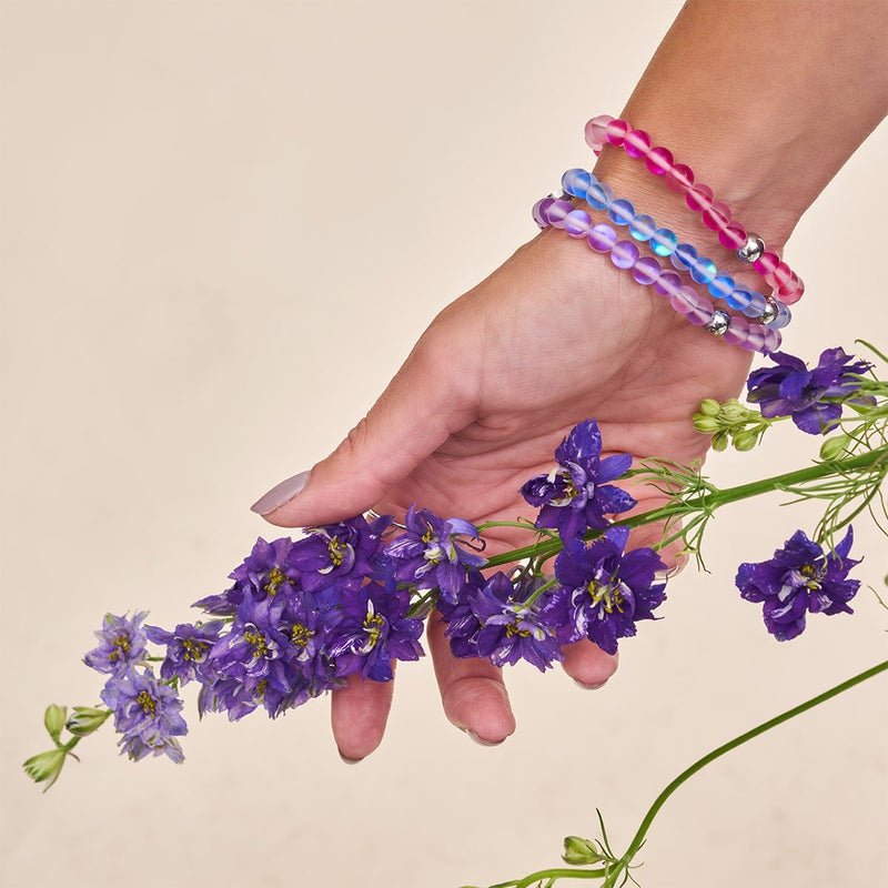 Magenta | Silber | Meerjungfrau Glasperlenarmband