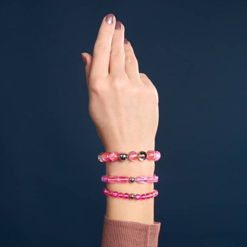 Magenta | Silber | Meerjungfrau Glas Makramee Perlen Armband