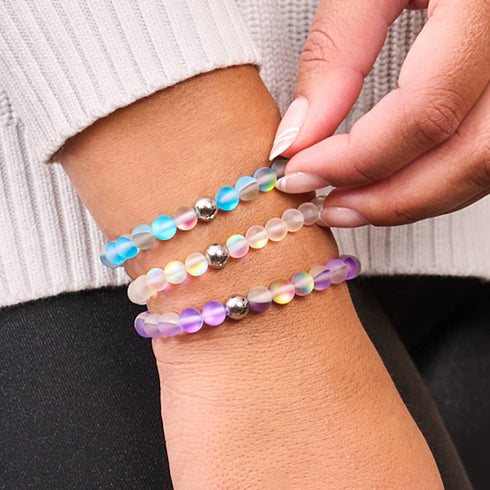 Orchideenfeuer | Silber | Meerjungfrau Glasperlenarmband