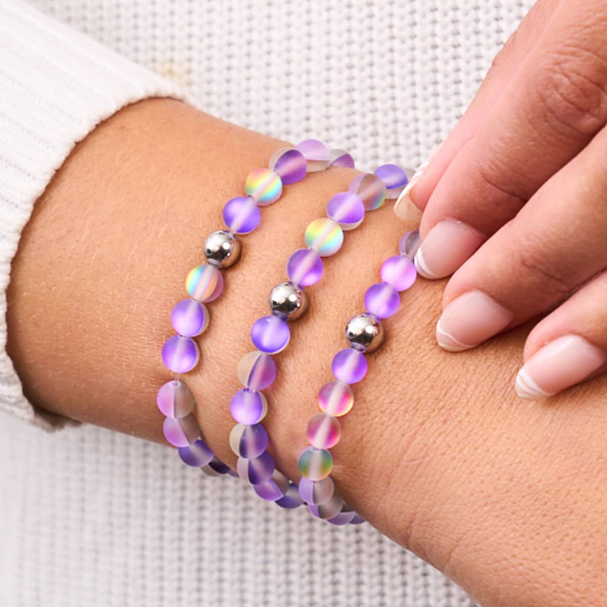 Orchideenfeuer | Silber | Meerjungfrau Glasperlenarmband