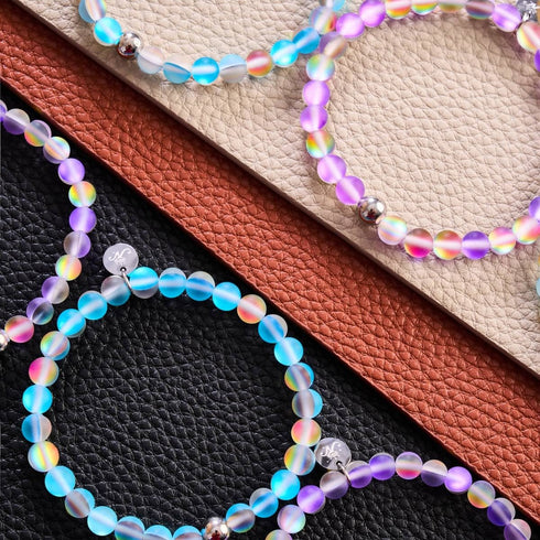 Orchideenfeuer | Silber | Meerjungfrau Glasperlenarmband
