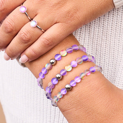 Orchideenfeuer | Silber | Meerjungfrau Glasperlenarmband