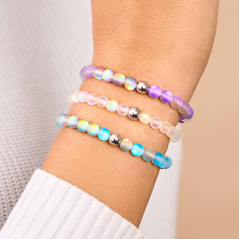 Orchideenfeuer | Silber | Meerjungfrau Glasperlenarmband