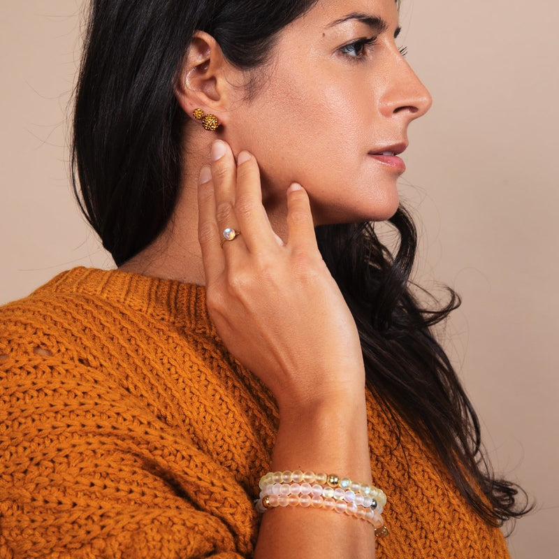 Pfirsich | 925 Sterling Gold Vermeil | Meerjungfrau Glasperlenarmband