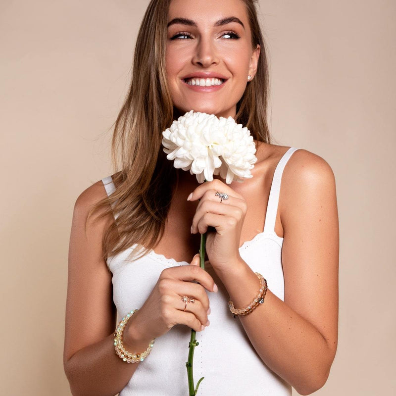 Pfirsich | 925 Sterling Silber | Meerjungfrau Glasperlenarmband