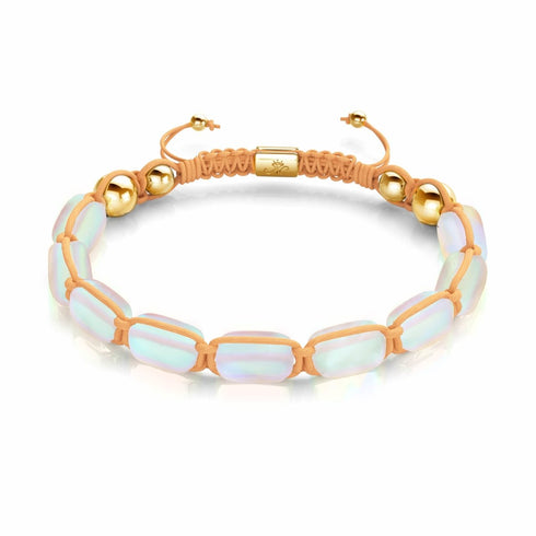 Pfirsich | Gold | Meerjungfrau Glaskiesel Makramee Armband