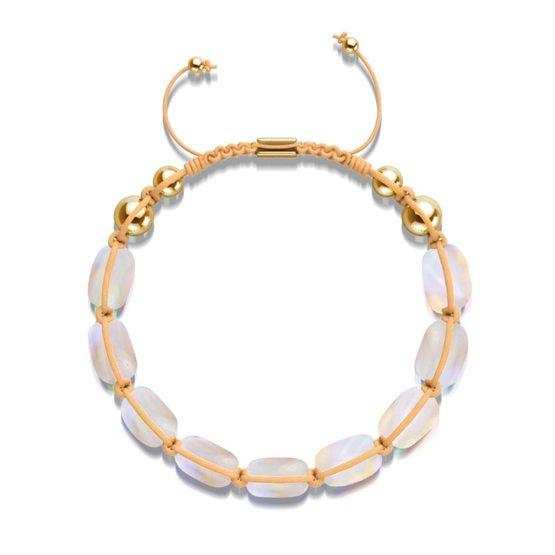 Pfirsich | Gold | Meerjungfrau Glaskiesel Makramee Armband