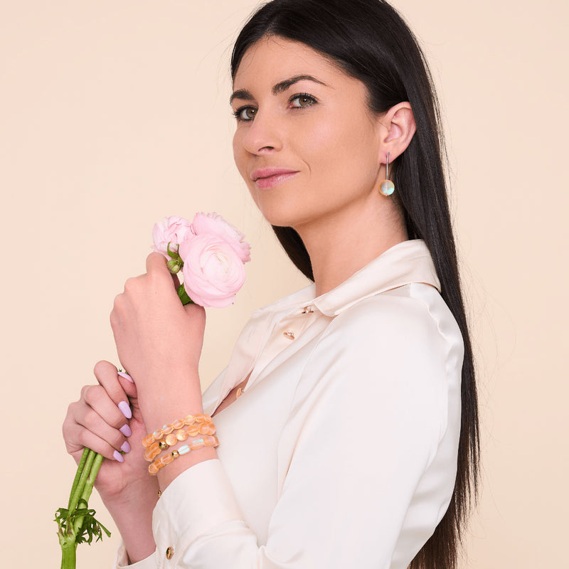 Pfirsich | Gold | Meerjungfrau Glas Statement Armband