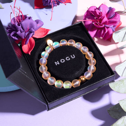 Pfirsich | Gold | Meerjungfrau Glas Statement Armband