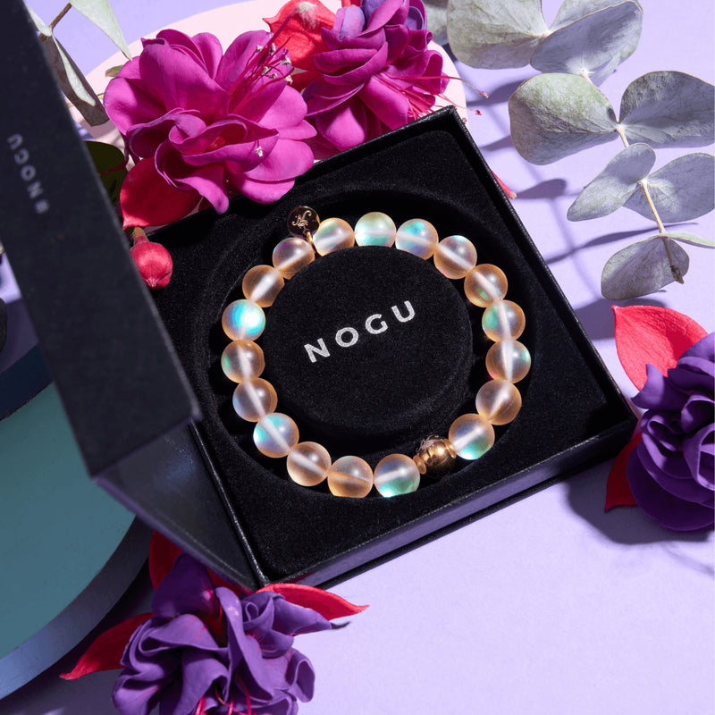 Pfirsich | Gold | Meerjungfrau Glas Statement Armband