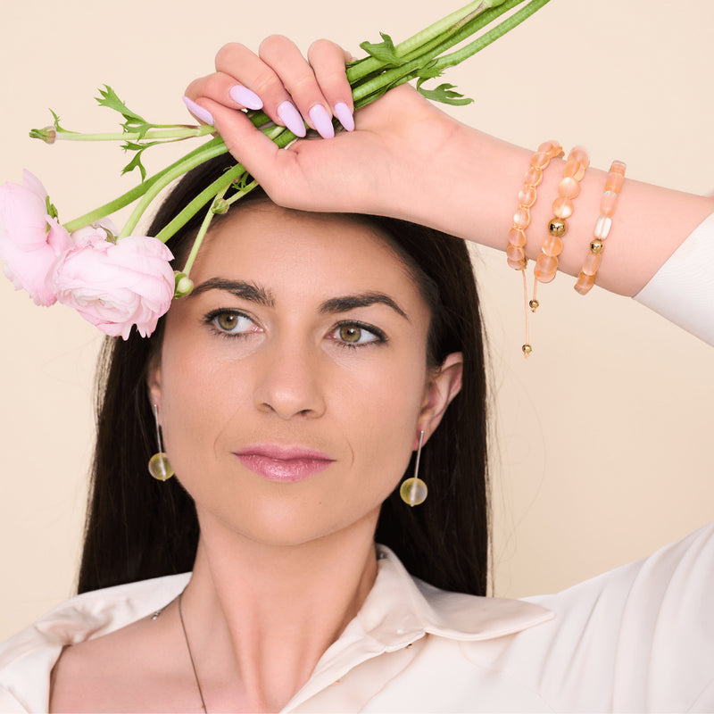 Pfirsich | Gold | Meerjungfrau Glas Statement Armband