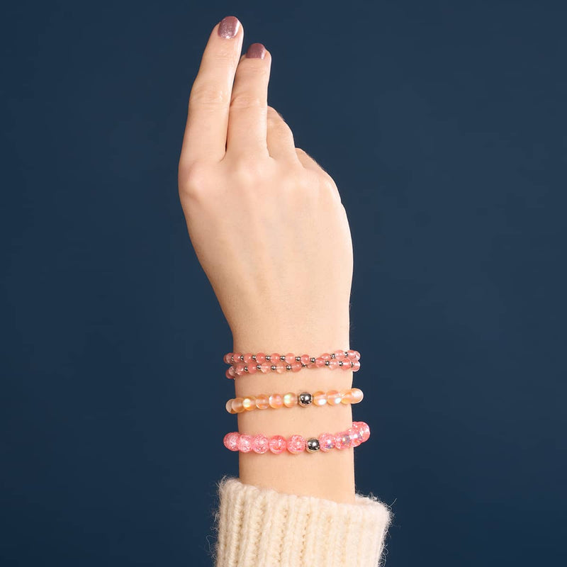 Pfirsich | Silber | Meerjungfrau Glas Makramee Perlen Armband