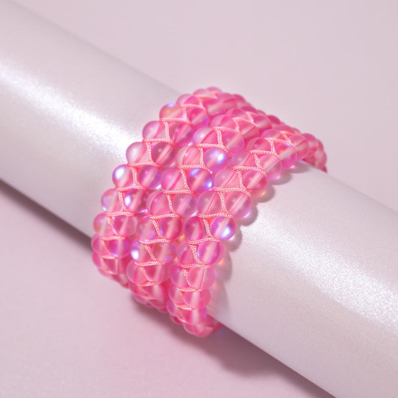 Rosa | Silber | Doppeltes Meerjungfrau-Glasarmband