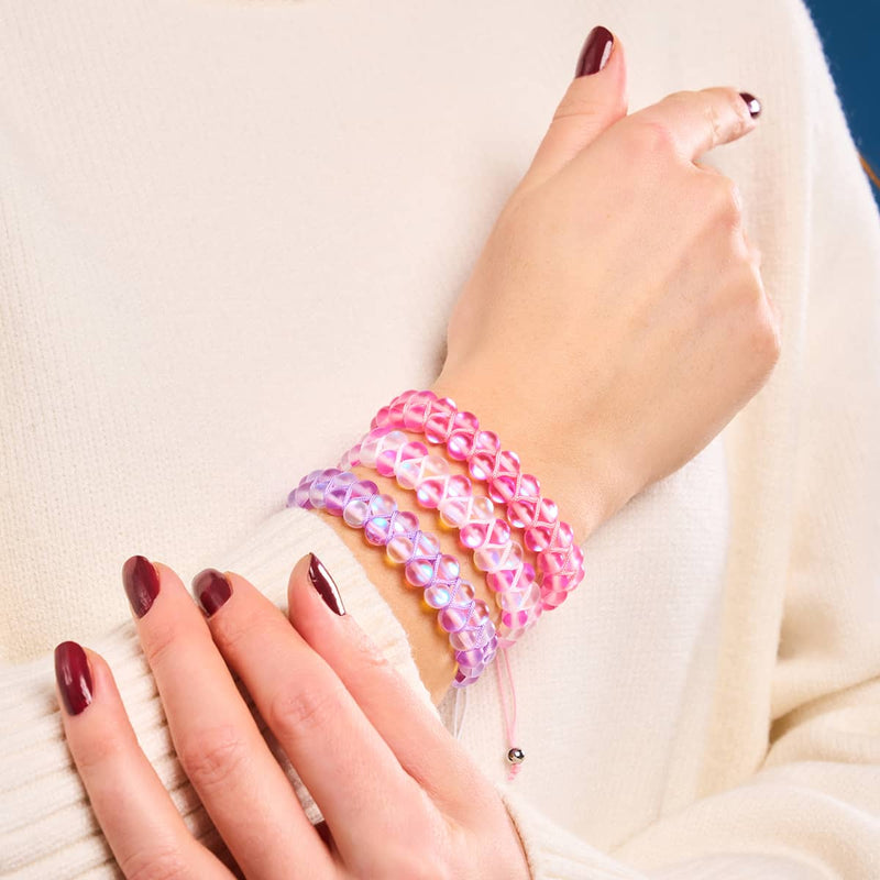 Rosa | Silber | Doppeltes Meerjungfrau-Glasarmband