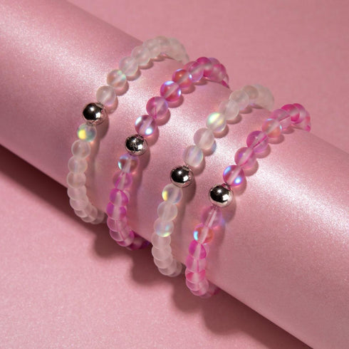 Rosa | Silber | Meerjungfrau Glasperlenarmband