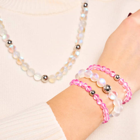 Rosa | Silber | Meerjungfrau Glasperlenarmband