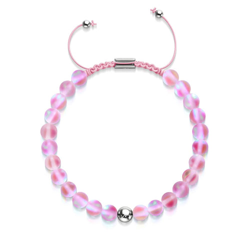 Rosa | Silber | Meerjungfrau Glas Makramee Perlen Armband