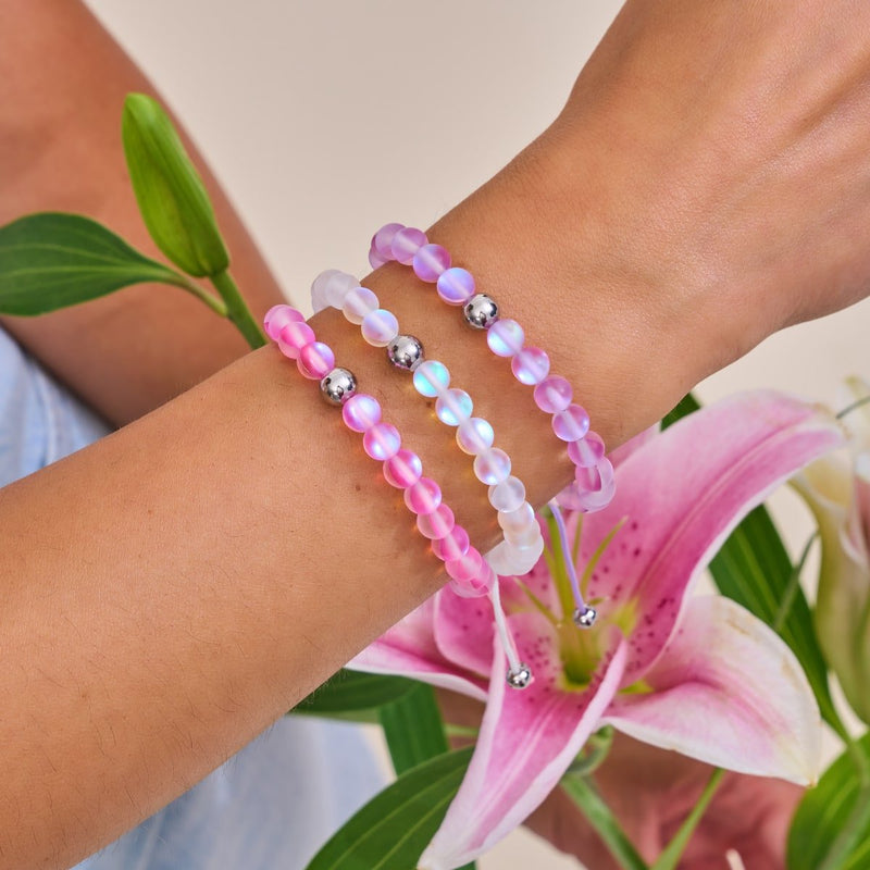Rosa | Silber | Meerjungfrau Glas Makramee Perlen Armband