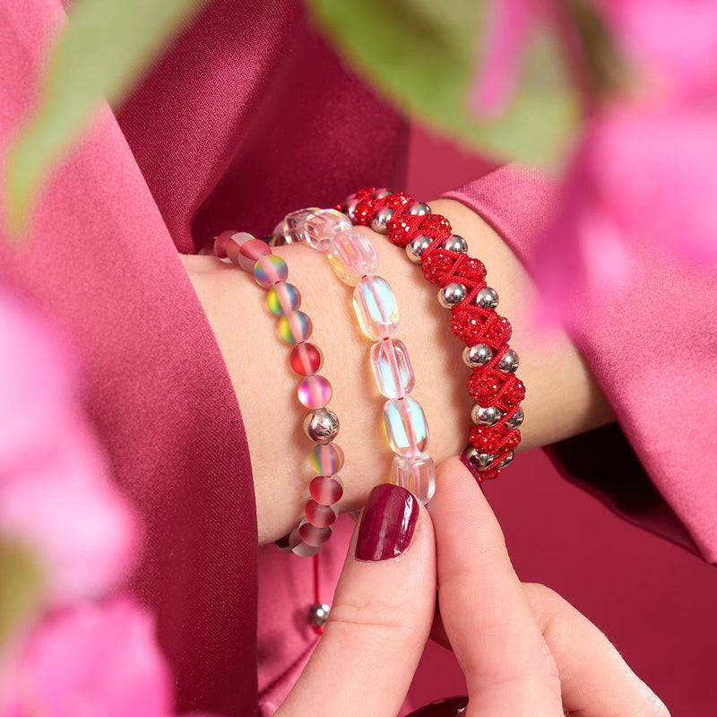 Granatapfel-Meerjungfrau-Glas x Rotes Schnurarmband