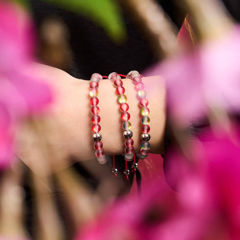 Granatapfel-Meerjungfrau-Glas x Rotes Schnurarmband