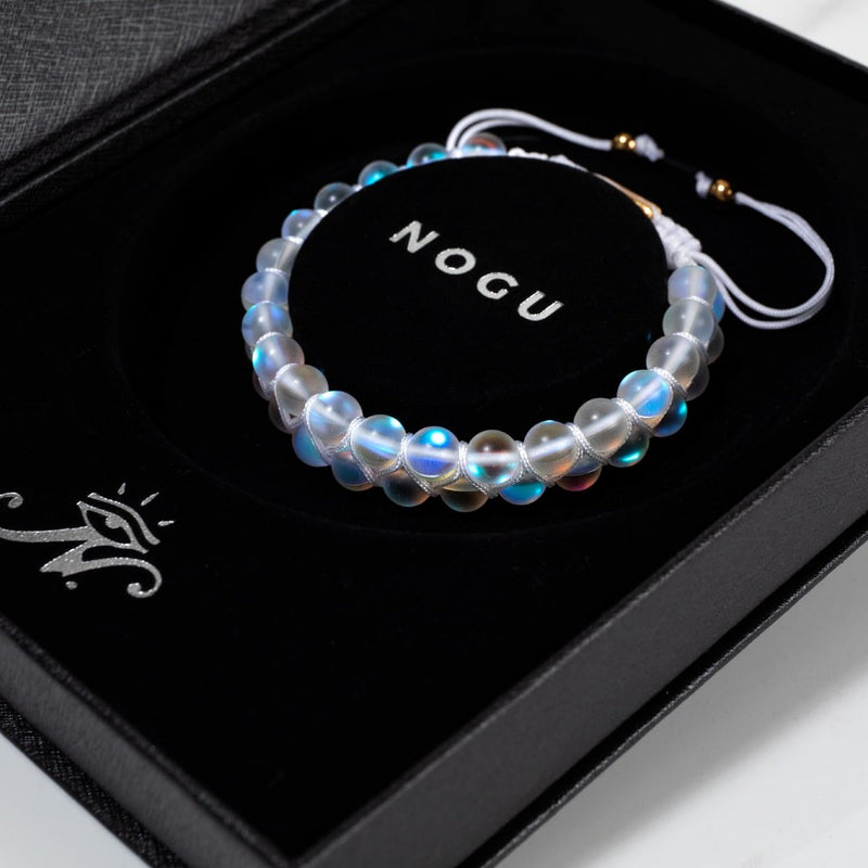 Regenbogenweiß | Gold | Doppeltes Meerjungfrau-Glasarmband