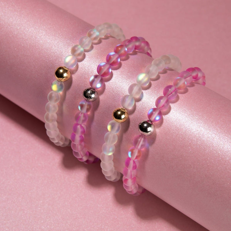 Regenbogenweiß | Gold | Meerjungfrau Glasperlenarmband