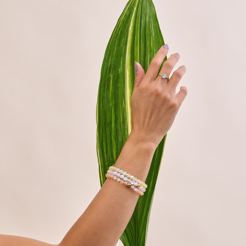 Regenbogenweiß | Gold | Meerjungfrau Glasperlenarmband