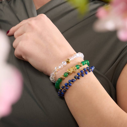 Regenbogenweiß | Gold | Meerjungfrau Glasperlenarmband