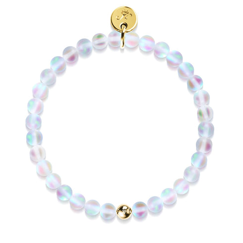Regenbogenweiß | Gold | Meerjungfrau Glasperlenarmband