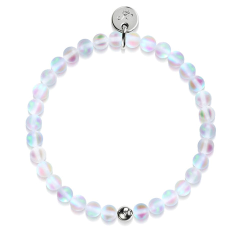 Regenbogenweiß | Silber | Meerjungfrau Glasperlenarmband